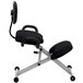 Flash Furniture WL-3439-GG Black Ergonomic Kneeling Office Chair with Silver Steel Frame, Handles, and Back Rest Main Thumbnail 2