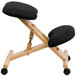 Flash Furniture WL-SB-210-GG Black Ergonomic Mobile Kneeling Office Chair with Wooden Frame Main Thumbnail 2