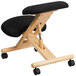 Flash Furniture WL-SB-210-GG Black Ergonomic Mobile Kneeling Office Chair with Wooden Frame Main Thumbnail 3