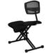 A Flash Furniture black ergonomic kneeling office chair with a flat mesh backrest.