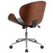Flash Furniture SD-SDM-2240-5-BK-GG Mid-Back Black Leather Walnut Wood Conference Swivel Chair Main Thumbnail 3