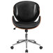 Flash Furniture SD-SDM-2240-5-BK-GG Mid-Back Black Leather Walnut Wood Conference Swivel Chair Main Thumbnail 4