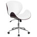 Flash Furniture SD-SDM-2240-5-MAH-WH-GG Mid-Back White Leather Mahogany Wood Conference Swivel Chair Main Thumbnail 1