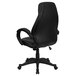 A Flash Furniture high-back black leather office chair with wheels.