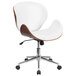 Flash Furniture SD-SDM-2240-5-WH-GG Mid-Back White Leather Walnut Wood Conference Swivel Chair Main Thumbnail 1