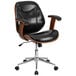 Flash Furniture SD-SDM-2235-5-BK-GG Mid-Back Black Leather Executive Wood Office Swivel Chair Main Thumbnail 1