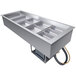 A Hatco drop-in cold food well with trays in a large rectangular silver container.