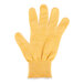 A yellow San Jamar cut resistant glove on a white background.