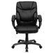 Flash Furniture GO-724M-MID-BK-LEA-GG Mid-Back Black Leather Overstuffed Office Chair Main Thumbnail 4