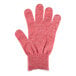 A red San Jamar cut resistant glove.