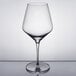 A close-up of a clear Reserve by Libbey red wine glass.