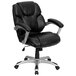 Flash Furniture GO-931H-MID-BK-GG Mid-Back Black Leather Office Chair / Task Chair with Padded Arms and Chrome Base Main Thumbnail 1