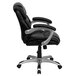 Flash Furniture GO-931H-MID-BK-GG Mid-Back Black Leather Office Chair / Task Chair with Padded Arms and Chrome Base Main Thumbnail 2