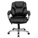 Flash Furniture GO-931H-MID-BK-GG Mid-Back Black Leather Office Chair / Task Chair with Padded Arms and Chrome Base Main Thumbnail 4