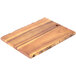 A Tablecraft acacia wood rectangular serving board with a wooden handle.