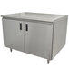 Advance Tabco HB-SS-364M 36" x 48" 14 Gauge Enclosed Base Stainless Steel Work Table with Hinged Doors and Fixed Midshelf Main Thumbnail 1