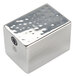 An American Metalcraft stainless steel square holder with a hammered texture and a hole in the top.