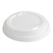 A white plastic EcoChoice lid for a hot drink with a lid on.