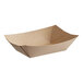 A brown Bagcraft Packaging EcoCraft paper food tray with a curved edge.