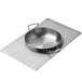 A Vollrath stainless steel adapter plate for a French omelet pan.