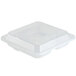 A clear plastic GET 3-compartment container with a lid.