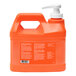 A plastic container of GOJO Natural Orange Pumice Hand Cleaner with a white pump.