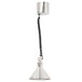 A silver Hatco ceiling mount heat lamp with a black cord.