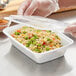 Choice 38 oz. White 8 3/4" x 6 1/4" x 2" Rectangular Microwavable Heavy Weight Container with Lid - 150/Case Main Thumbnail 1