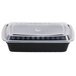 Choice 28 oz. Black 8 3/4" x 6 1/4" x 1 3/4" Rectangular Microwavable Heavy Weight Container with Lid - 150/Case Main Thumbnail 3