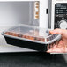 Choice 28 oz. Black 8 3/4" x 6 1/4" x 1 3/4" Rectangular Microwavable Heavy Weight Container with Lid - 150/Case Main Thumbnail 5