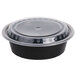 Choice 32 oz. Black 7 1/4" Round Microwavable Heavy Weight Container with Lid - 150/Case