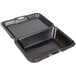 A black foam hinged lid container by Genpak.