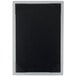 A black rectangular Menu Solutions brushed aluminum menu board with a white border.