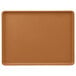 A brown rectangular tray with a white border.