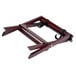 A Tablecraft mini table tray stand with mahogany finish and black straps.