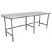 Advance Tabco TFMG-3611 36" x 132" 16 Gauge Open Base Stainless Steel Commercial Work Table with 1 1/2" Backsplash Main Thumbnail 1