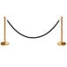A gold rope barrier with two black stanchions.