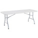A gray rectangular NPS folding table with metal legs.