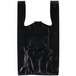 1/8 Size .63 Mil Black Unprinted Embossed Heavy-Duty Plastic T-Shirt Bag - 750/Case Main Thumbnail 2