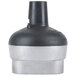 A black and silver metal cylinder with a black cap.