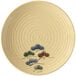 A beige GET Tokyo melamine plate with a blue pattern of flowers.