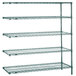 A Metro Super Erecta Metroseal stationary add-on shelving unit with four shelves.