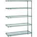 A Metroseal wire shelving unit with four shelves.
