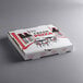A white Choice pizza box with red and black graphics on it.