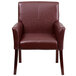 Flash Furniture BT-353-BURG-GG Burgundy Leather Executive Side / Reception Chair with Mahogany Legs Main Thumbnail 2