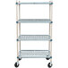 A MetroMax metal shelf cart with rubber casters.