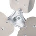 A close-up of a Hoshizaki 13 3/8" metal fan blade with four blades and two holes.