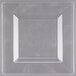 A clear square plastic plate with a square edge.