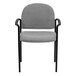 A gray Flash Furniture stackable side chair with black legs.