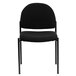 A Flash Furniture black fabric stackable side chair with metal legs.